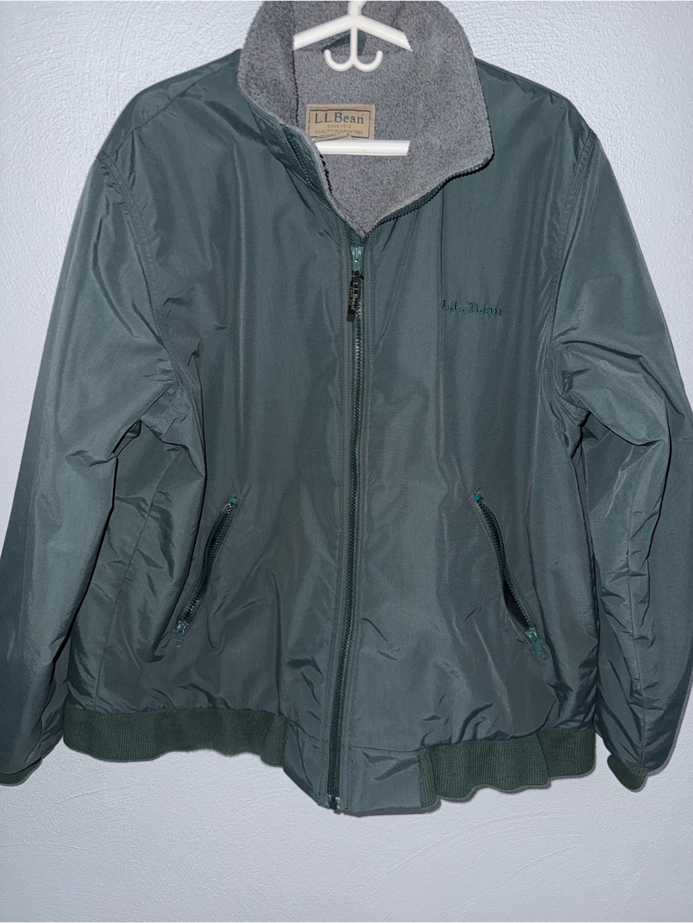 L.L. Bean Men's Forest Green Fleece Insulated Zip Jacket